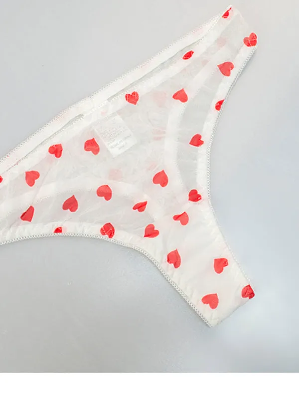 Women's Mesh Heart Print Lingerie Set