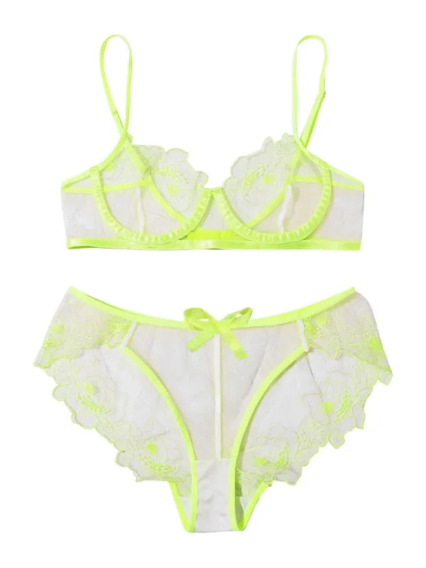Women's See Through Sheer lace Bra And Pants Set